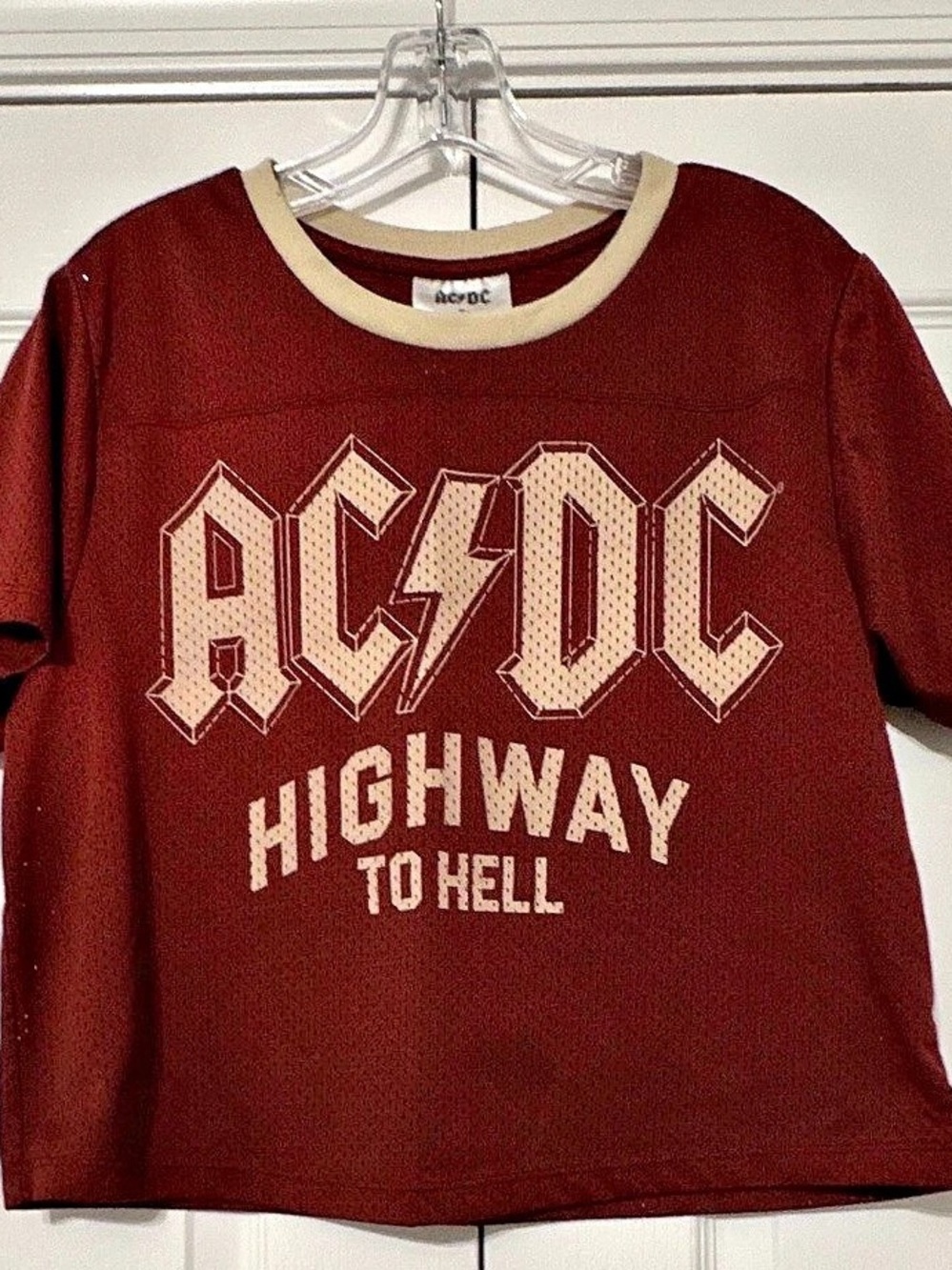 AC/DC Highway to Hell 79 jersey Mesh Jersey Burgundy XL Crop Style